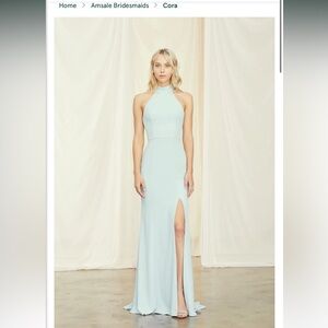 Amsale Cora Bridesmaid Dress New Ice Size 12 NWT